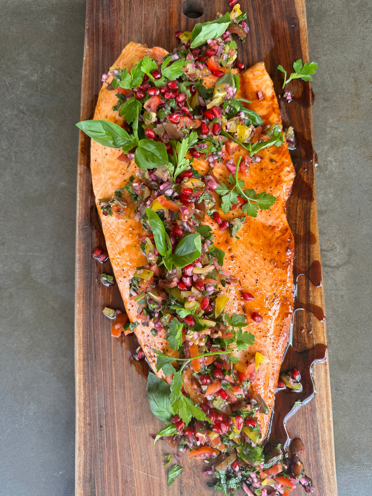 Pomegranate Salsa Baked Salmon Christmas Feast