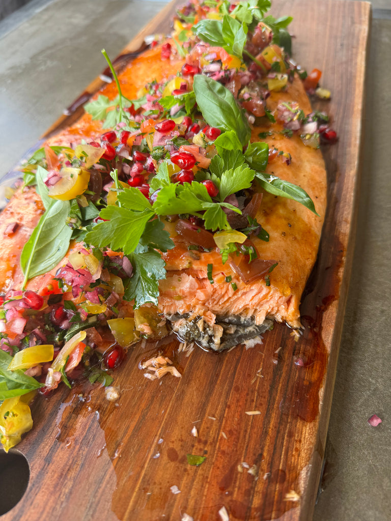 Pomegranate Salsa Baked Salmon Christmas Feast