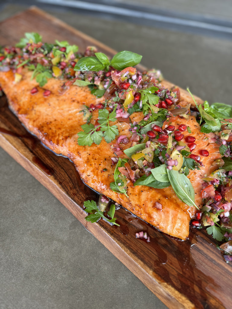 Pomegranate Salsa Baked Salmon Christmas Feast